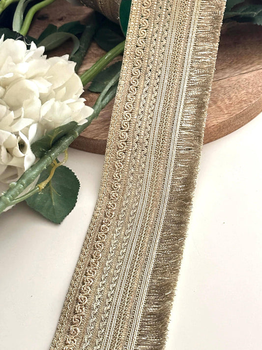 Wide Golden Zari Border Trim