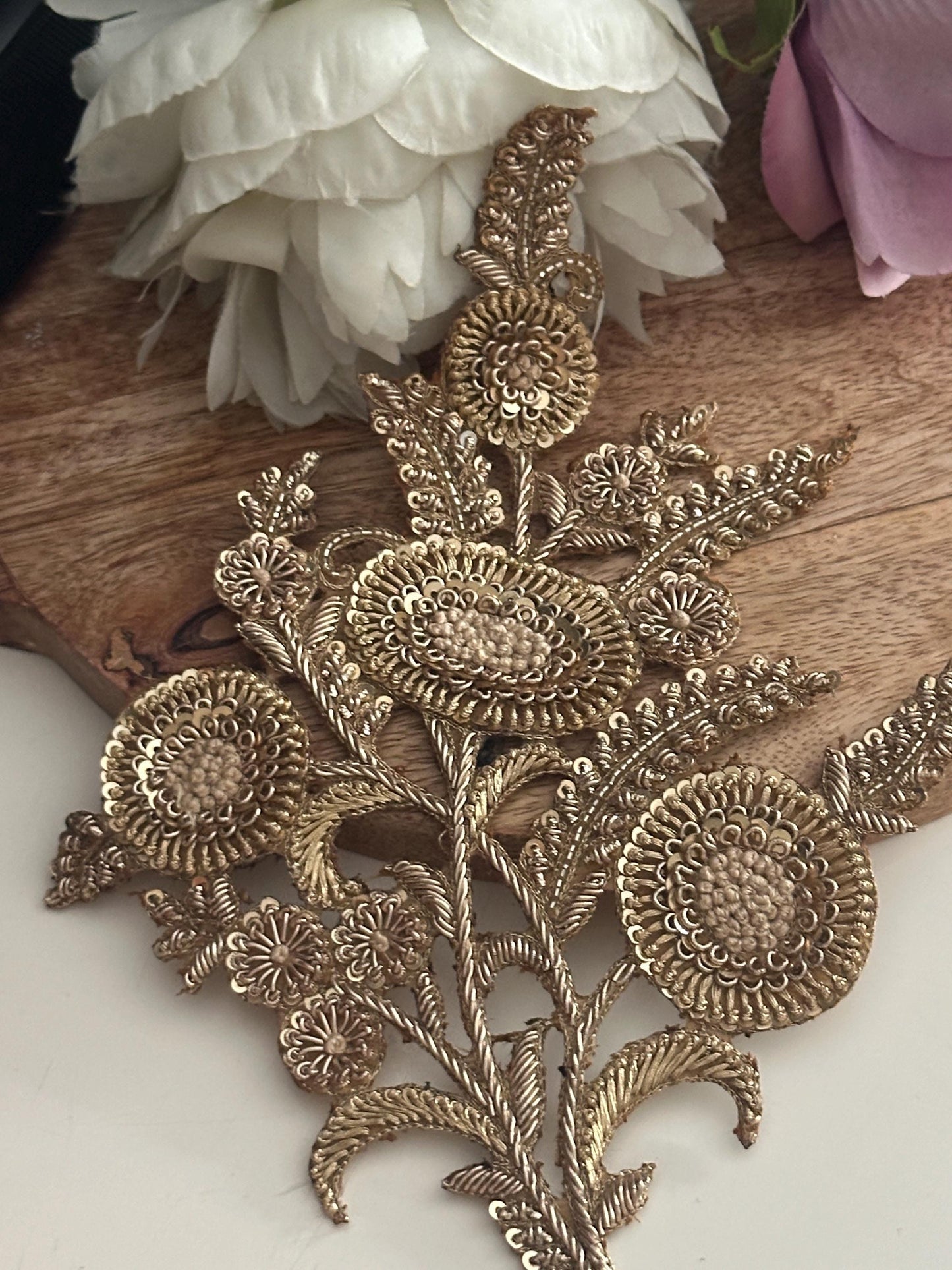 Gold Floral Zardozi Applique