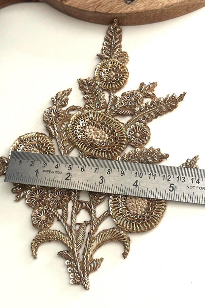 Gold Floral Zardozi Applique