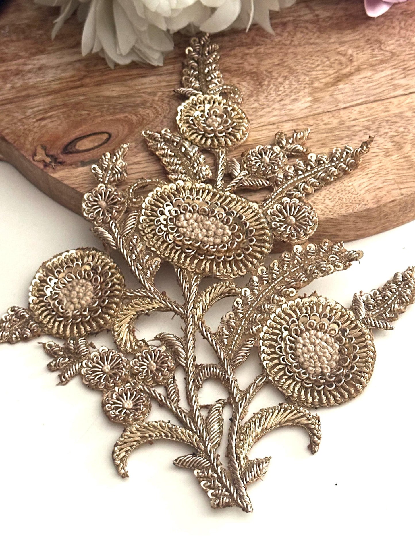 Gold Floral Zardozi Applique