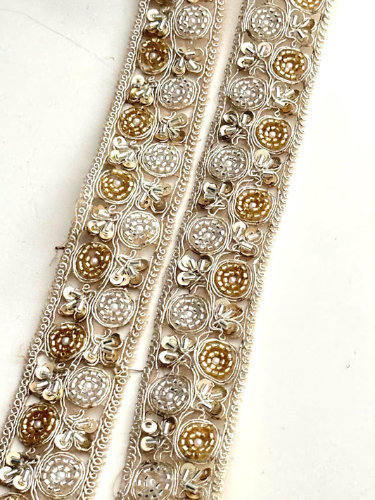 Glass Bead Embroidered Lace Trim