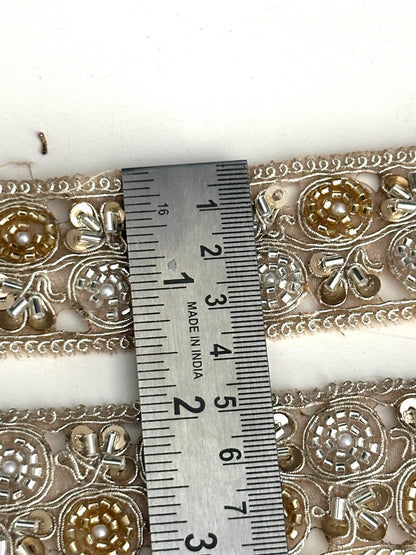 Glass Bead Embroidered Lace Trim