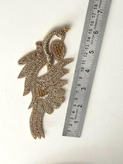 Handmade Gold Peacock Sew-On Applique