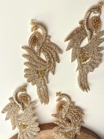 Handmade Gold Peacock Sew-On Applique