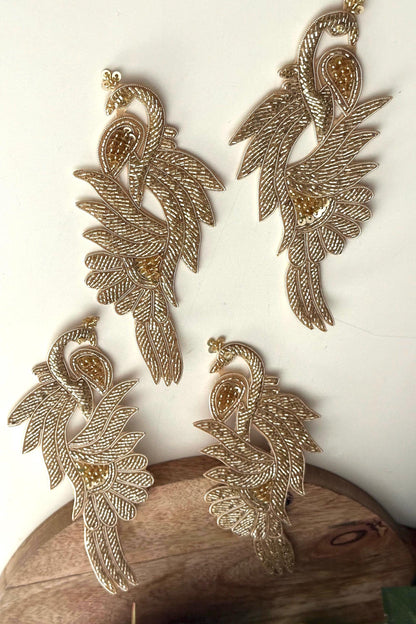 Handmade Gold Peacock Sew-On Applique