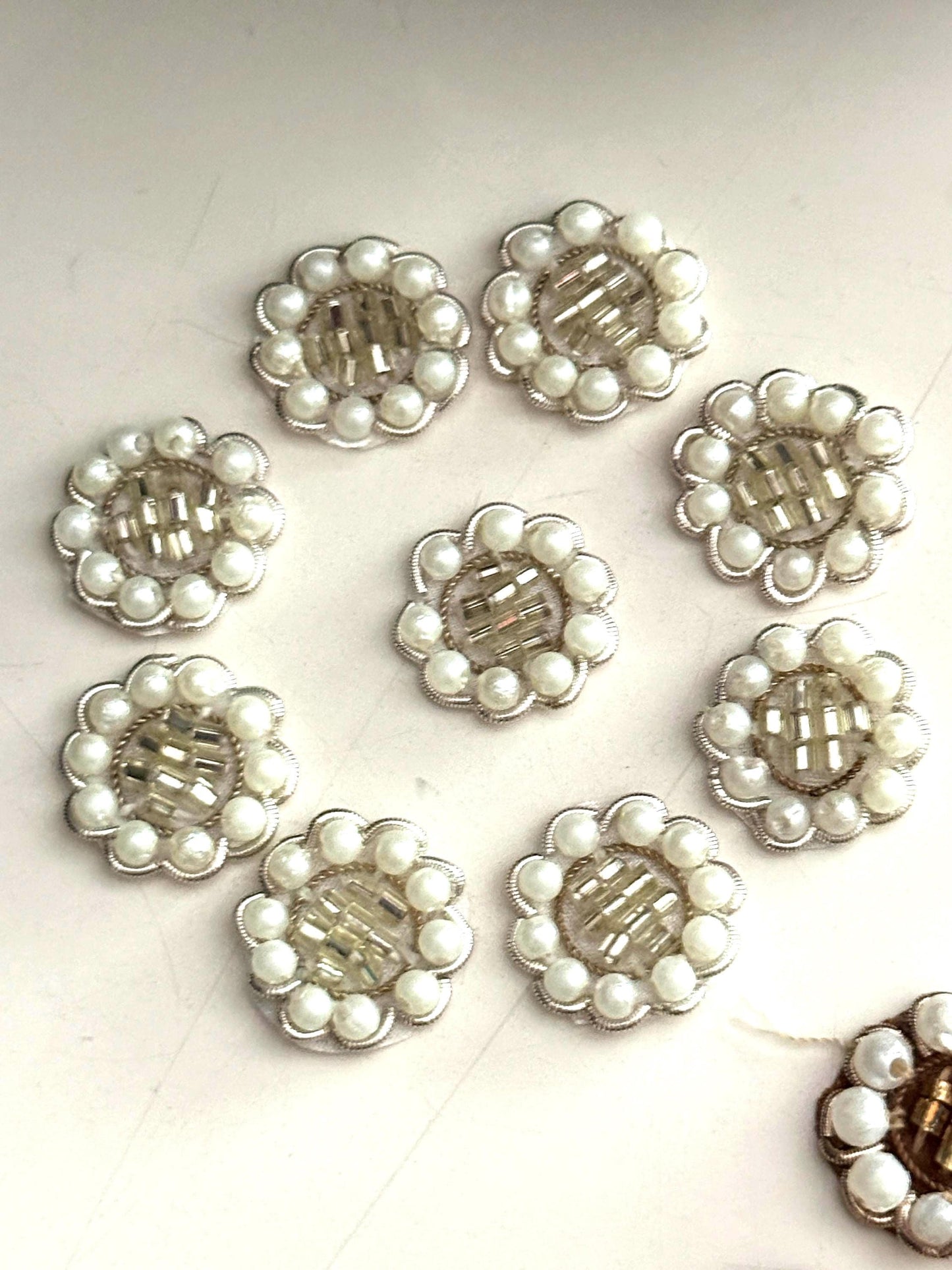 Pearl Beaded Floral Applique Patch