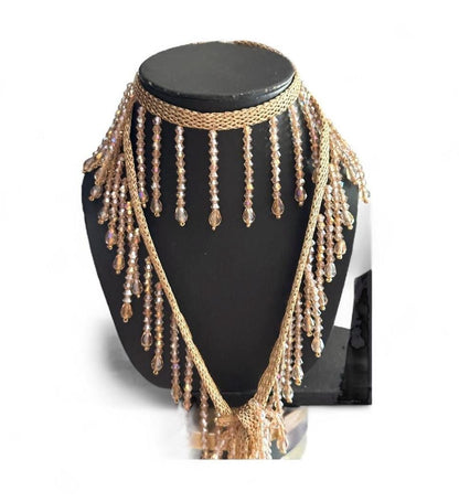 Handmade Beaded Body Necklace Fringe Choker