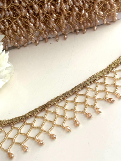 Handmade gold crystal beaded jewelry trim choker