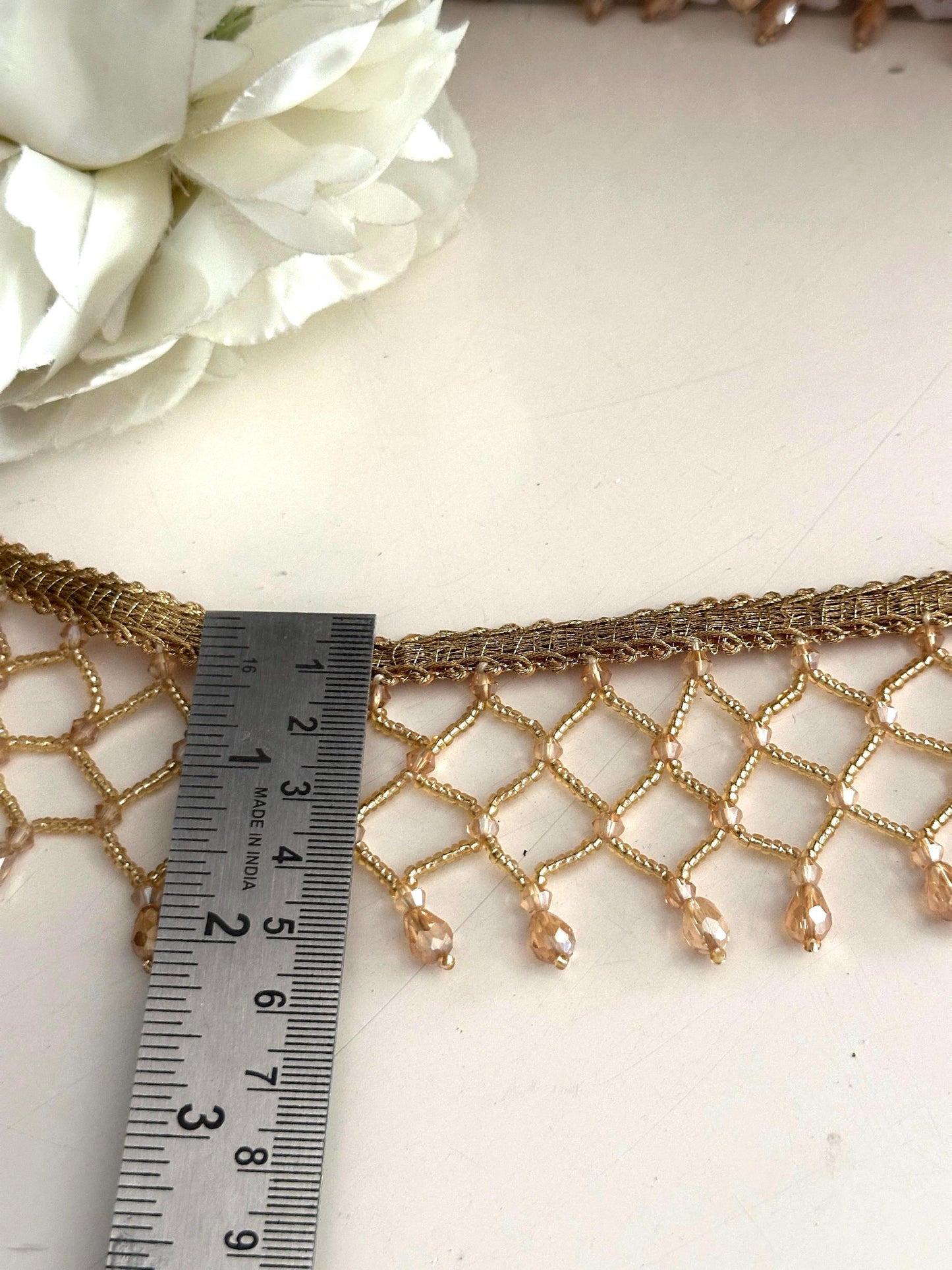 Handmade gold crystal beaded jewelry trim choker