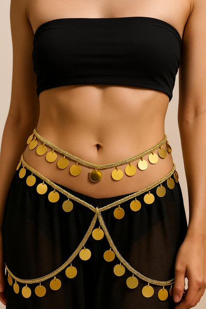 Gold Mirror Sequin Trim Metallic Coin Lace