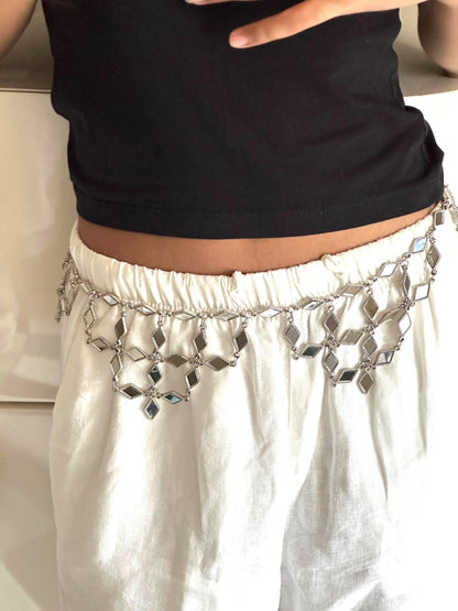 Mirror Work Waist Belt Chain Handmade Hip Chain