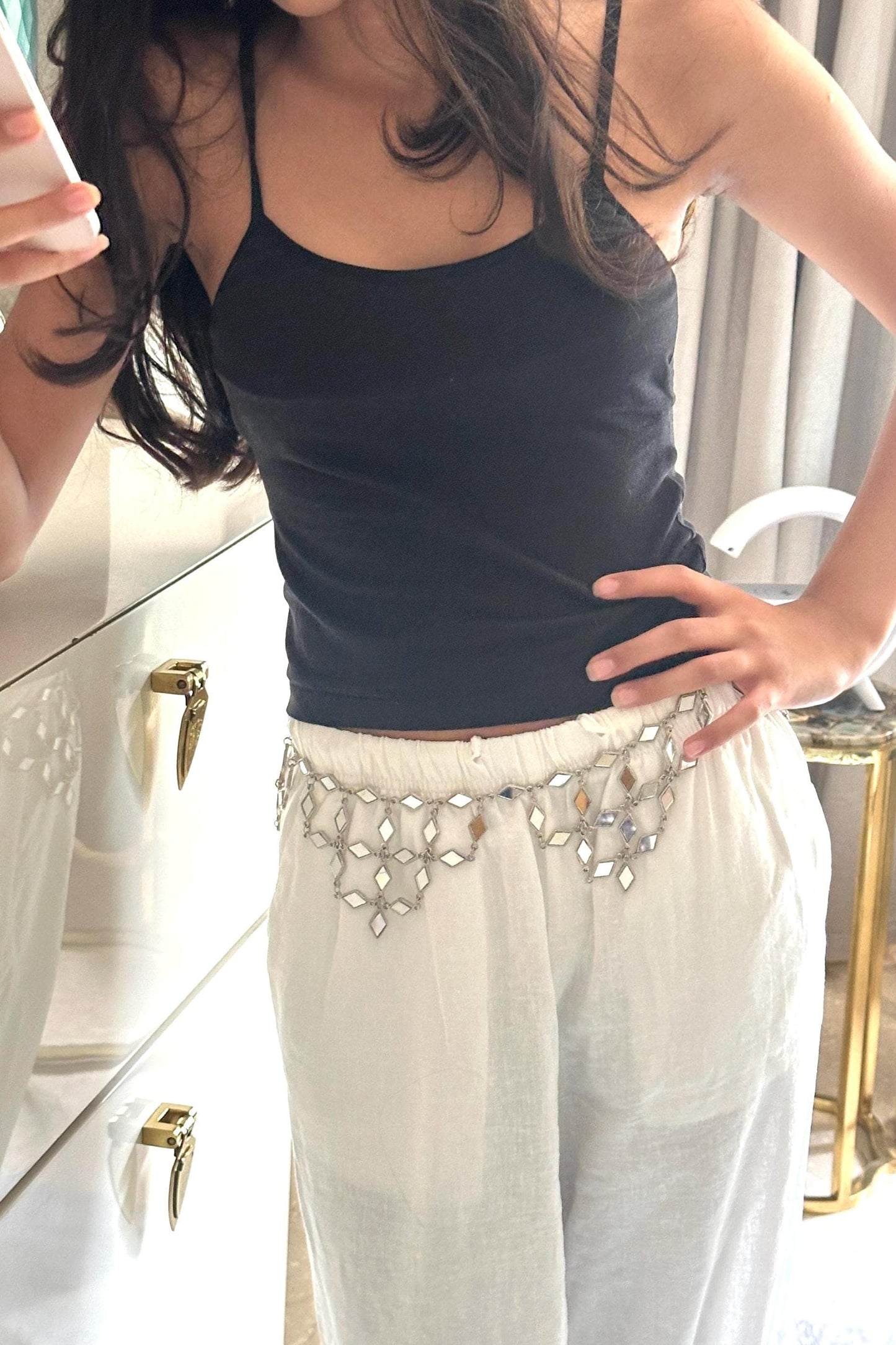 Mirror Work Waist Belt Chain Handmade Hip Chain