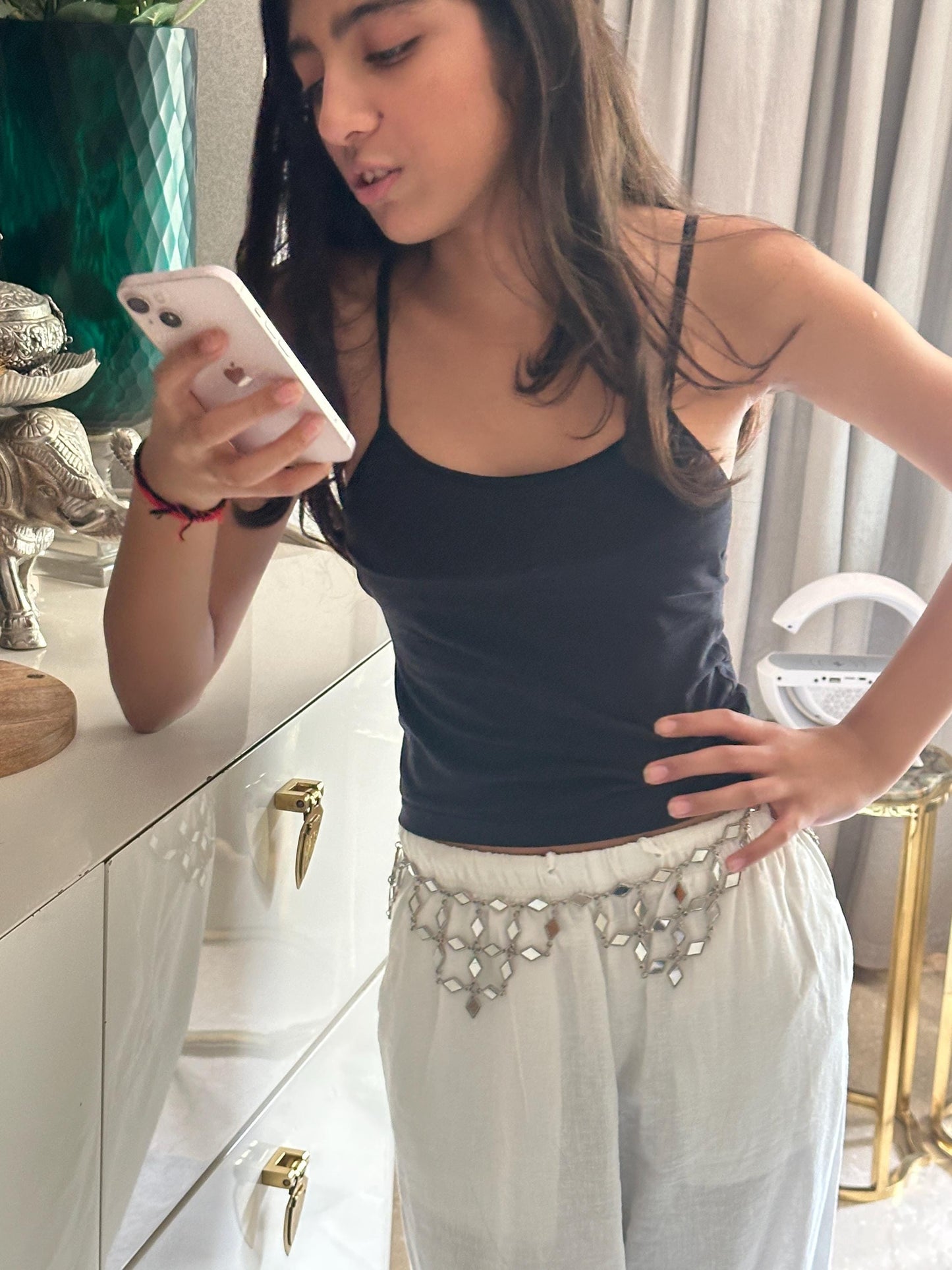 Mirror Work Waist Belt Chain Handmade Hip Chain