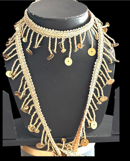 Handmade Gold Beaded Sequin Fringe Trim DIY Tassel