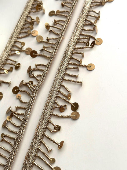 Handmade Gold Beaded Sequin Fringe Trim DIY Tassel