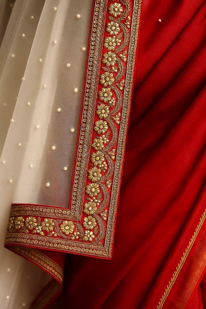 Luxury Red Zardozi Border Trim