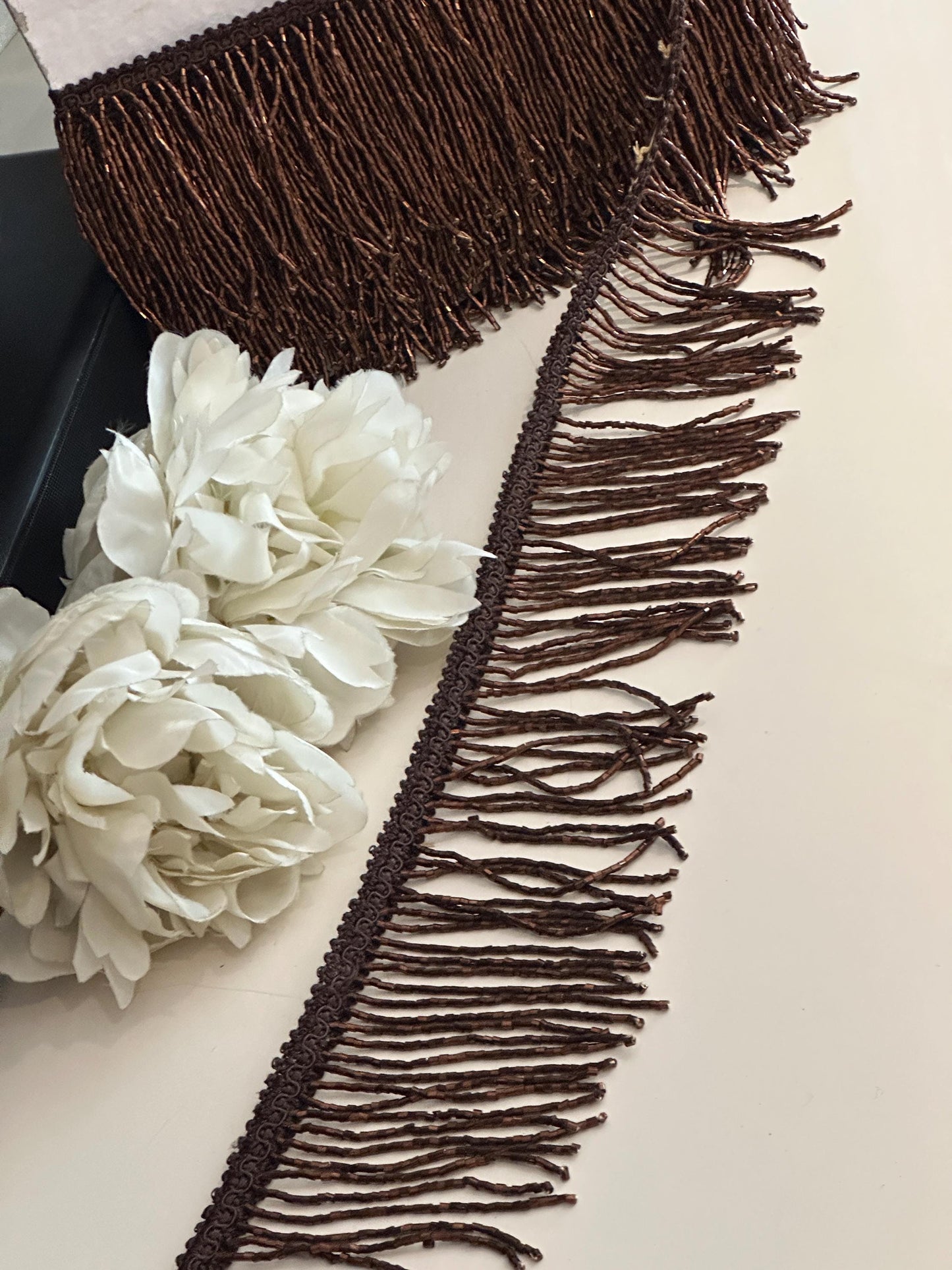 Handmade Brown Beaded Fringe Trim
