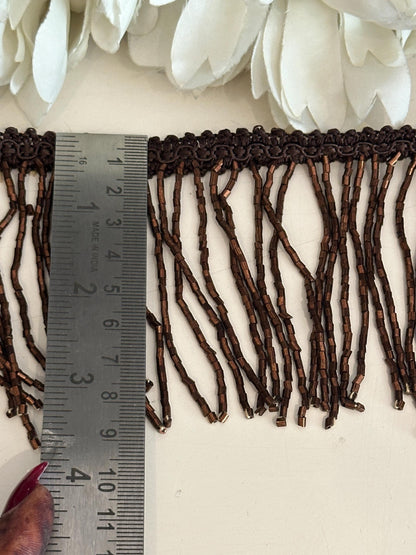Handmade Brown Beaded Fringe Trim