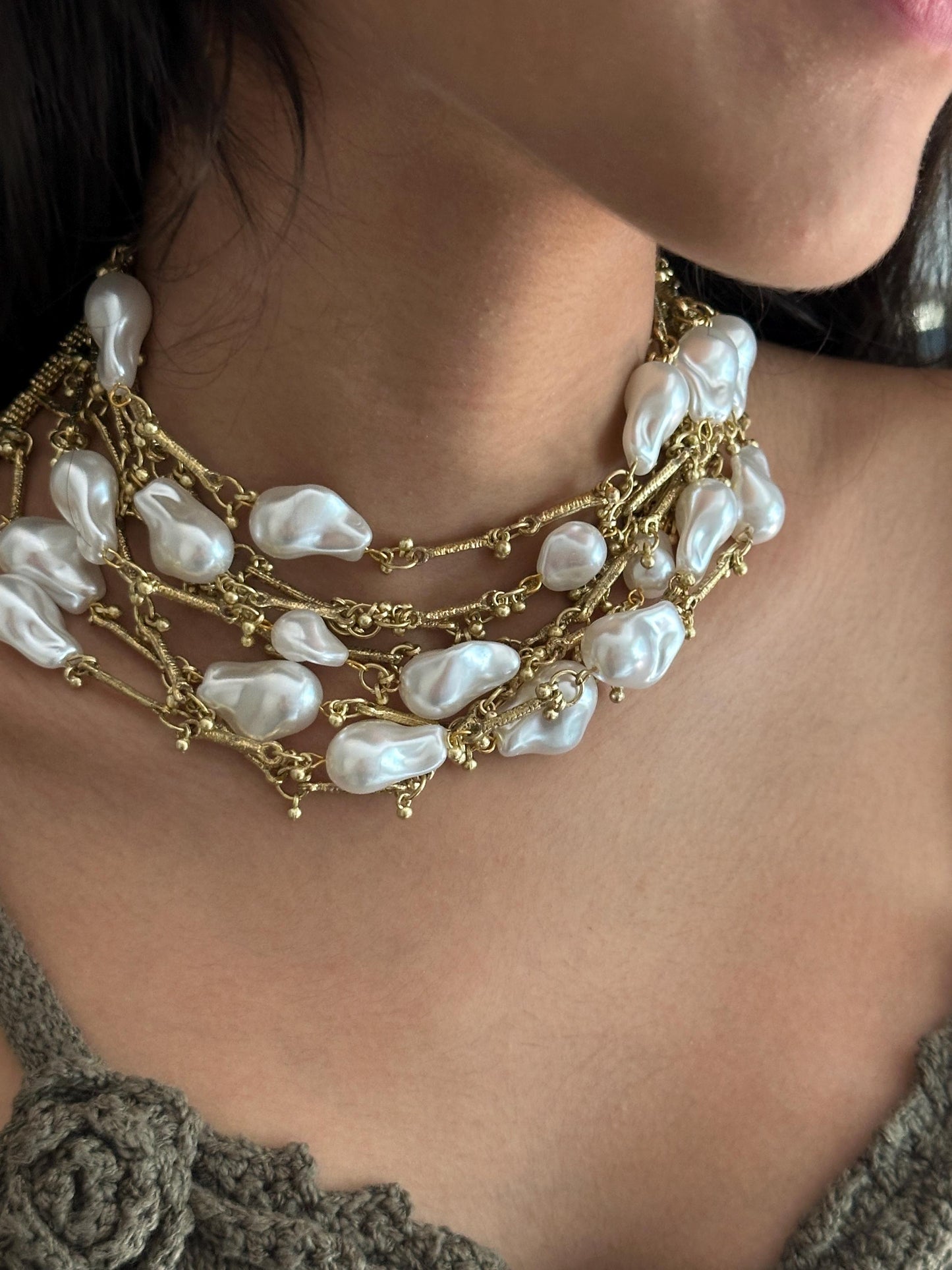 Handmade Baroque Pearl Choker Necklace