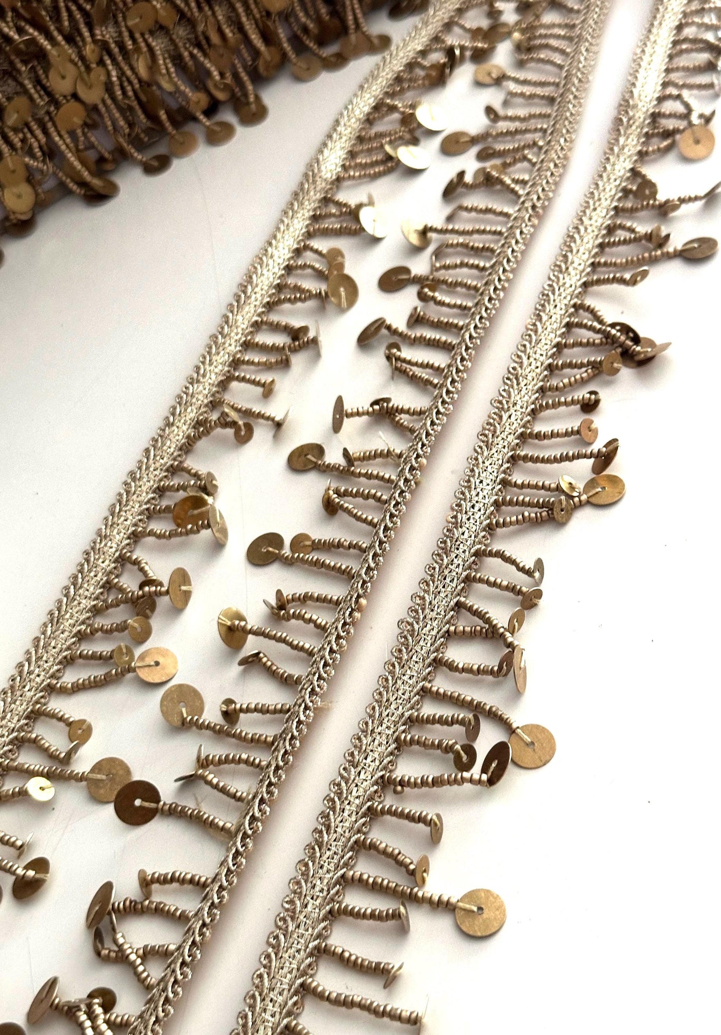 Handmade Gold Beaded Sequin Fringe Trim DIY Tassel