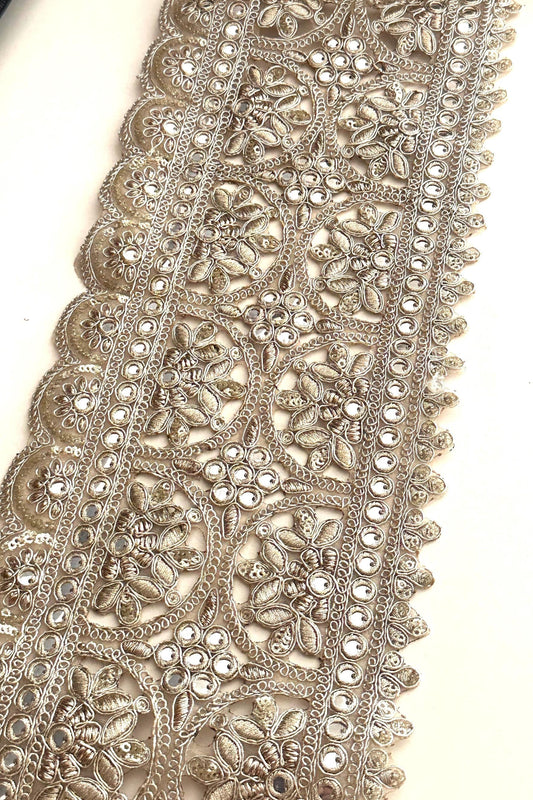 Sabyasachi Inspired Broad Zari Mirror Lace Trim