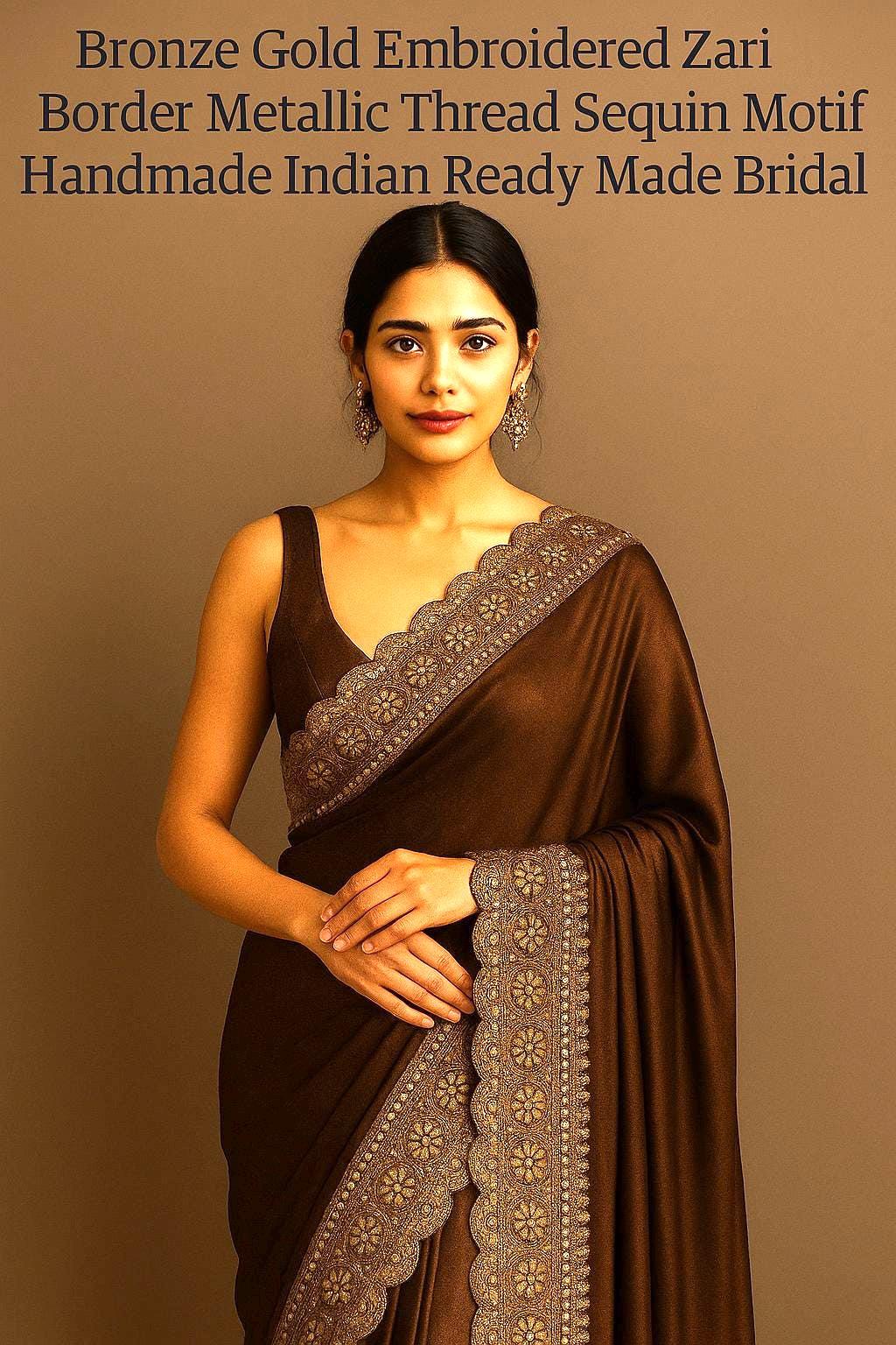 Bronze Gold Zari Embroidered Trim