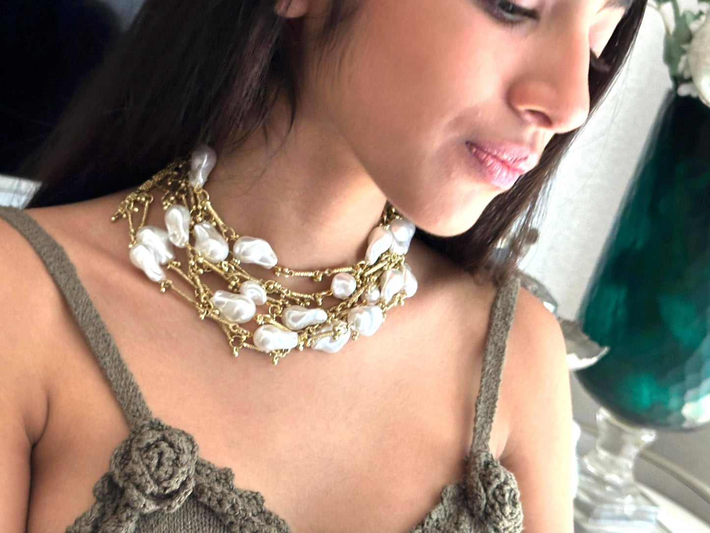 Handmade Baroque Pearl Choker Necklace