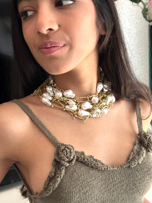 Handmade Baroque Pearl Choker Necklace