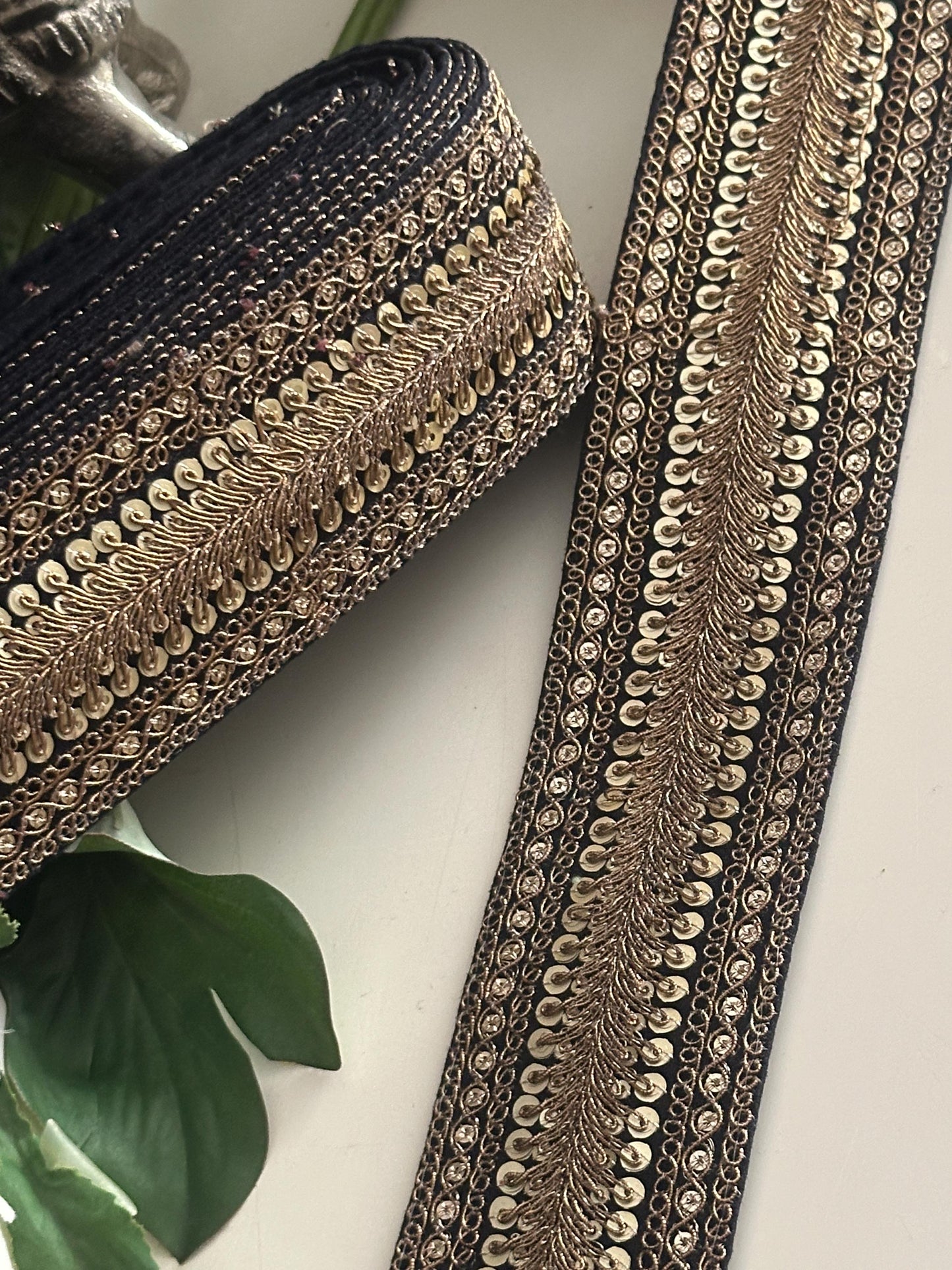 Luxury Black Gold Sequin Trim