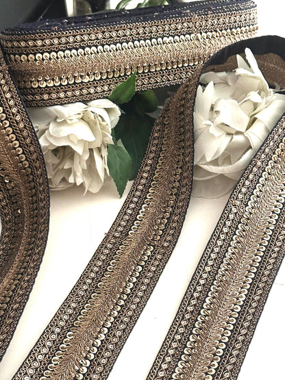 Luxury Black Gold Sequin Trim