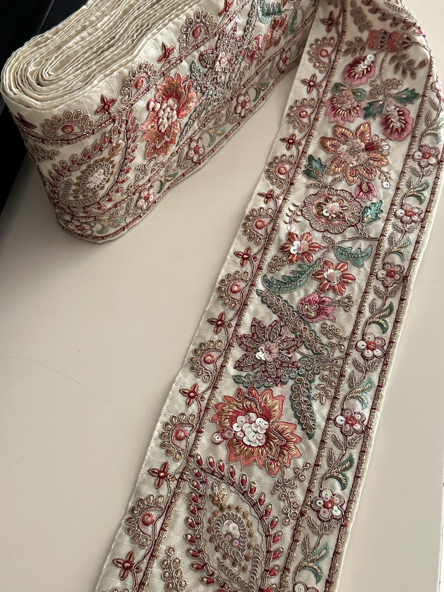 Sabyasachi Style Embroidered Border White Luxury Bridal Zari Lace