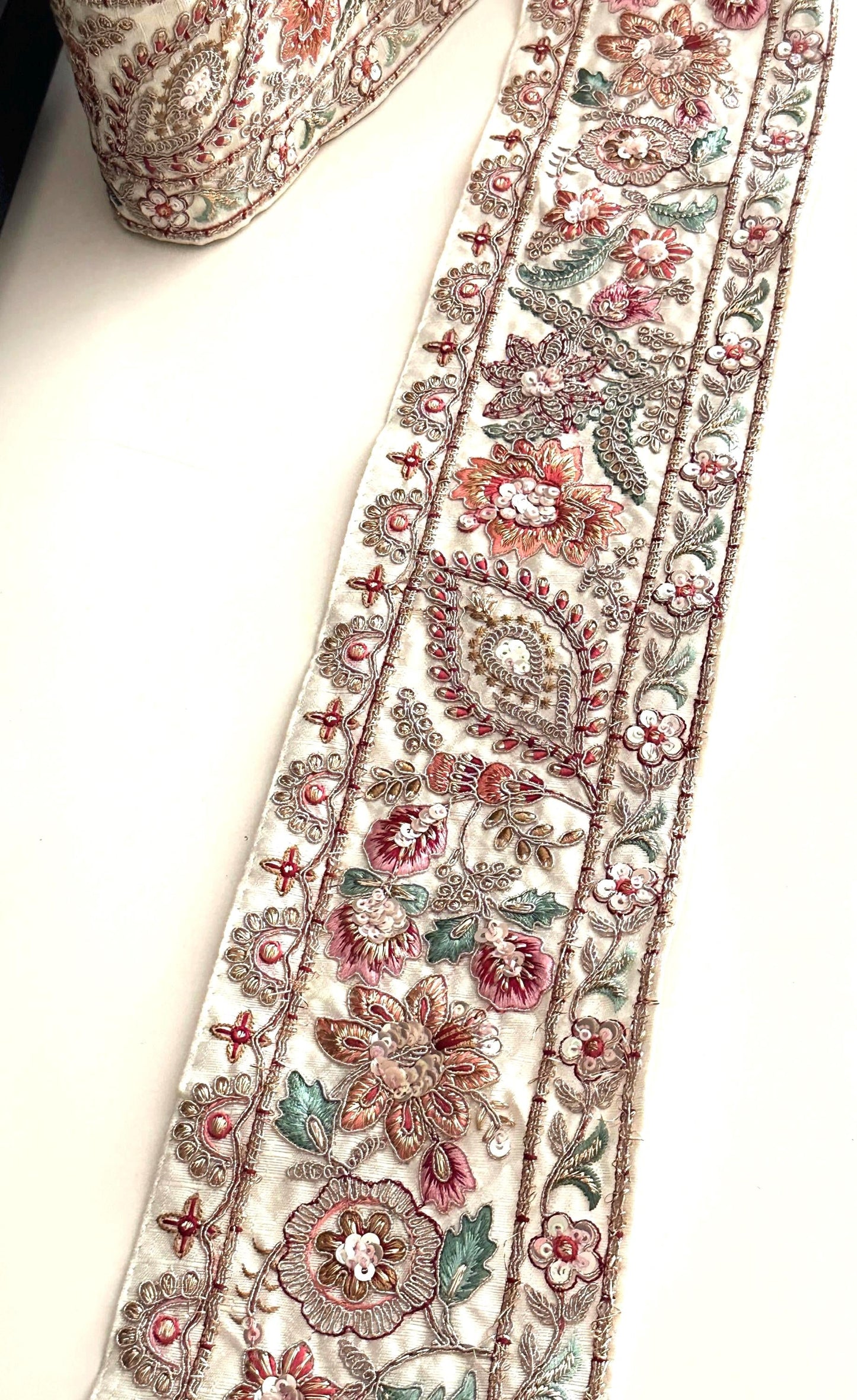 Sabyasachi Style Embroidered Border White Luxury Bridal Zari Lace