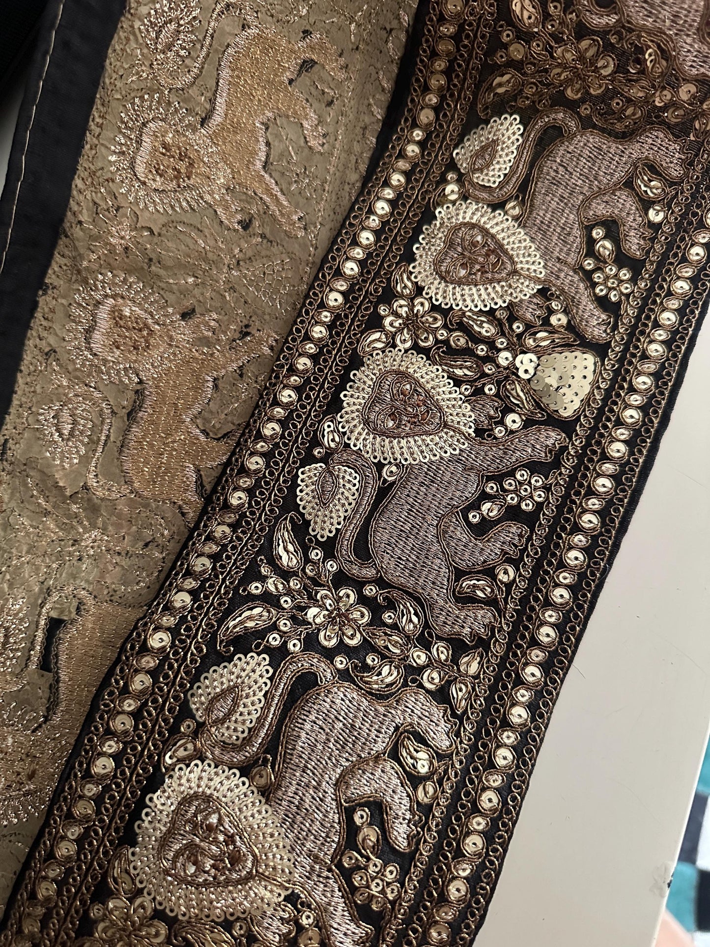 Royal Sabyasachi Inspired Zari Border Trim Black Hand Embroidered