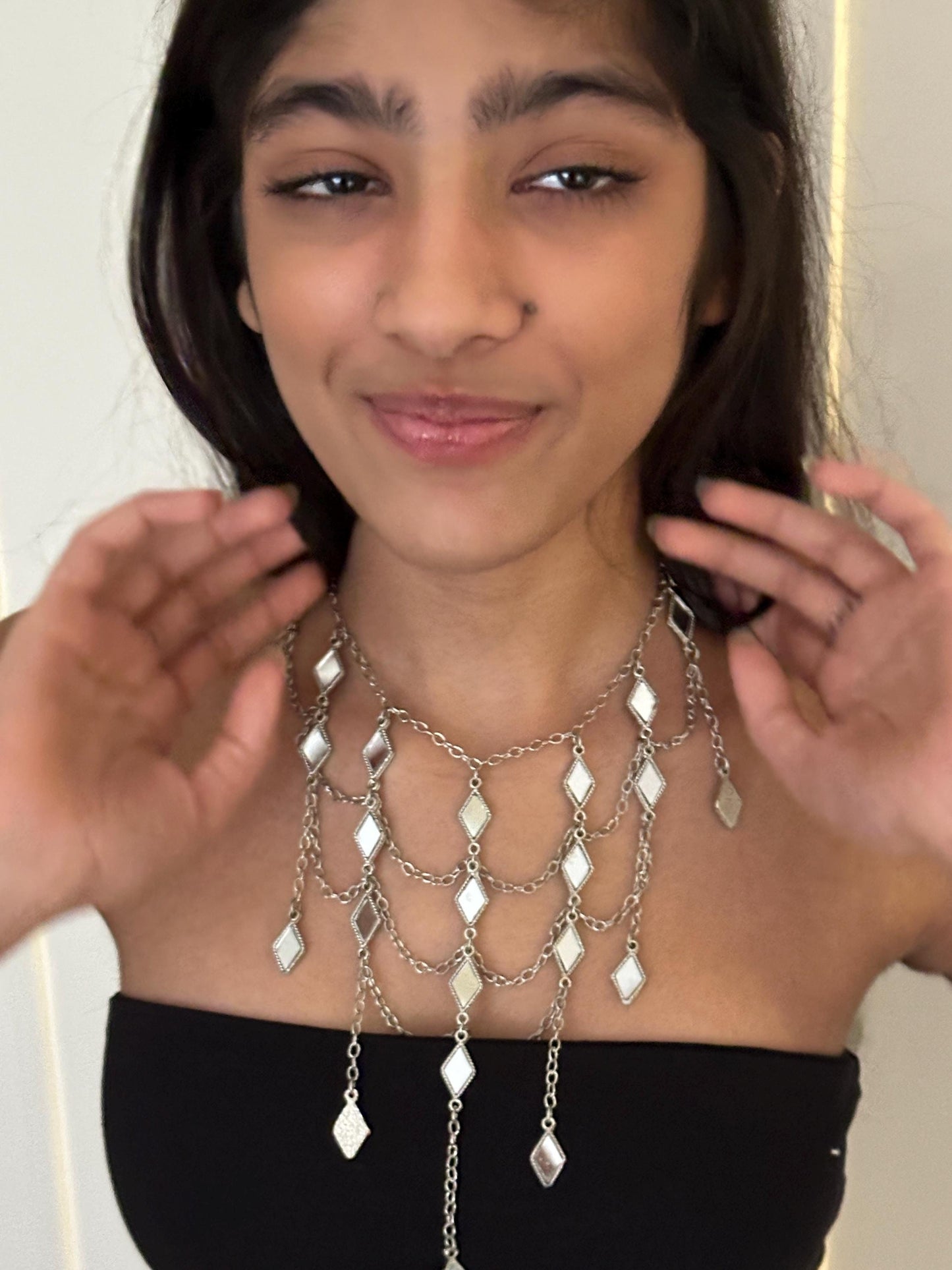 Silver Cascade Choker Necklace