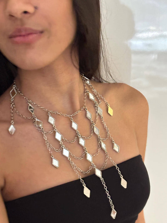 Silver Cascade Choker Necklace