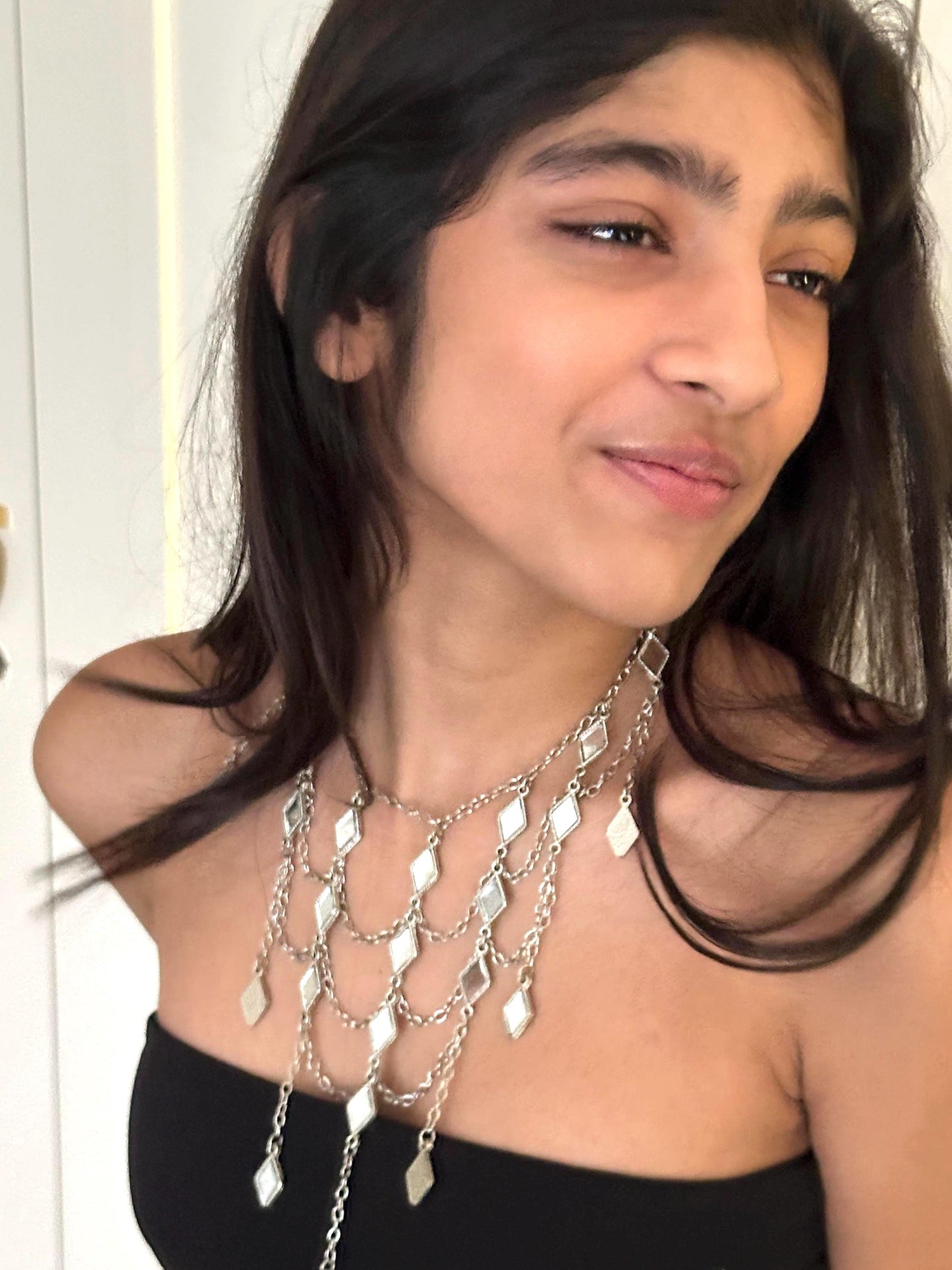 Silver Cascade Choker Necklace