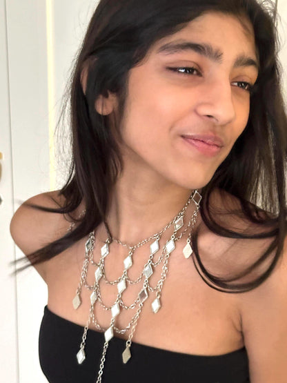 Silver Cascade Choker Necklace
