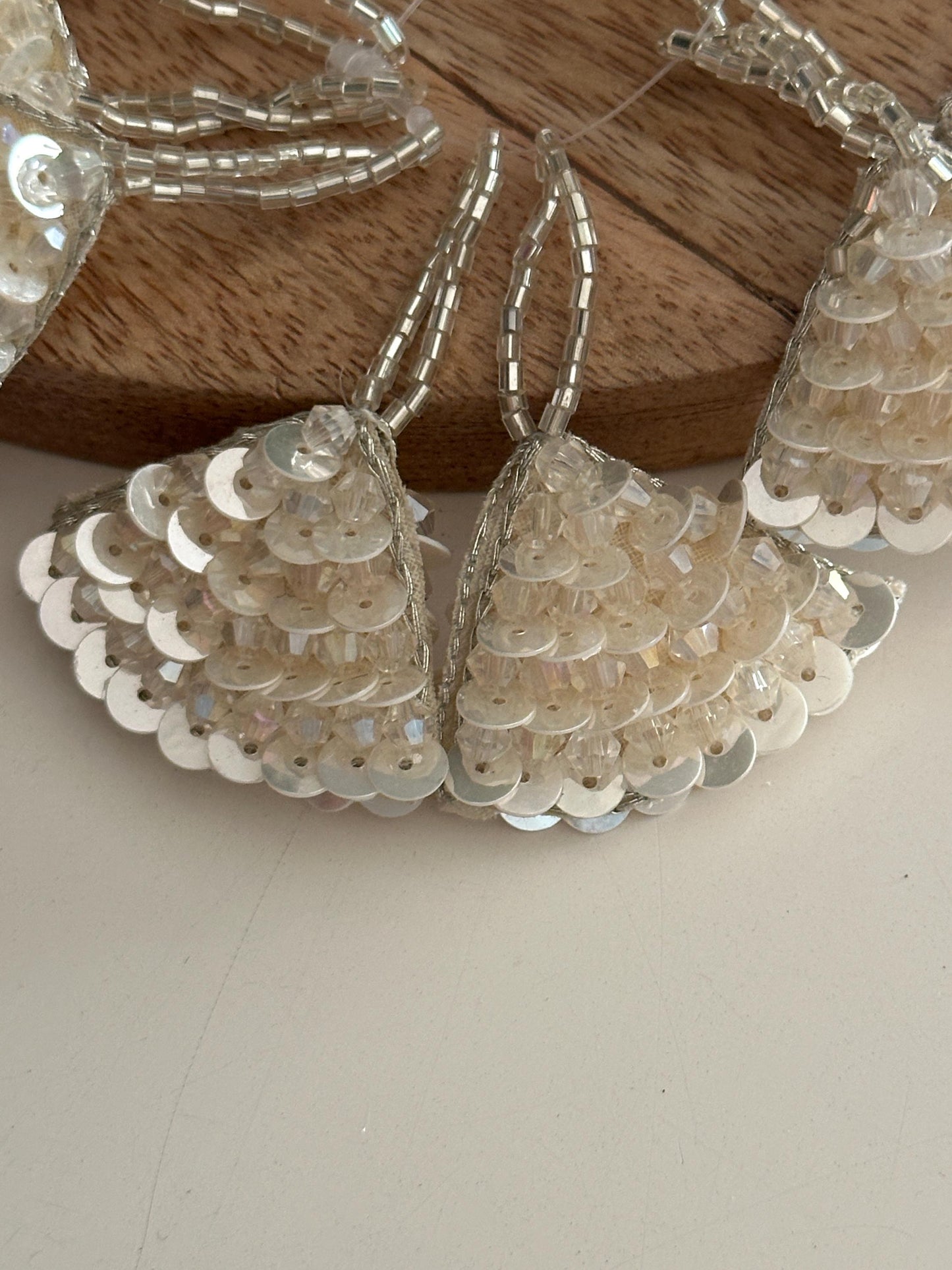 Ivory Sequin Fan Appliqué Tassel