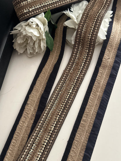 Luxury Black Gold Sequin Trim