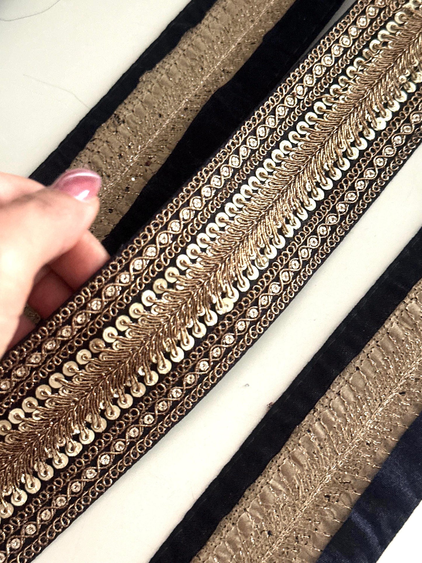 Luxury Black Gold Sequin Trim