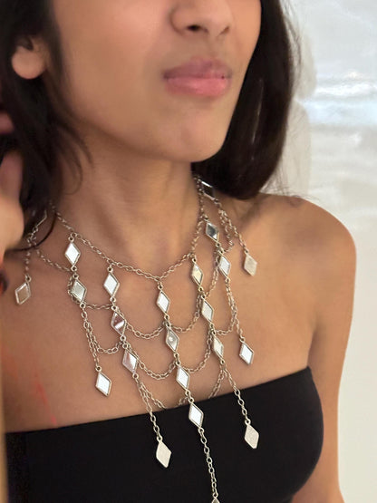 Silver Cascade Choker Necklace