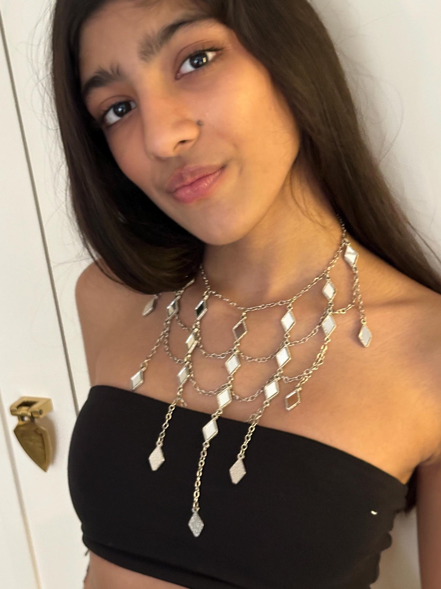 Silver Cascade Choker Necklace