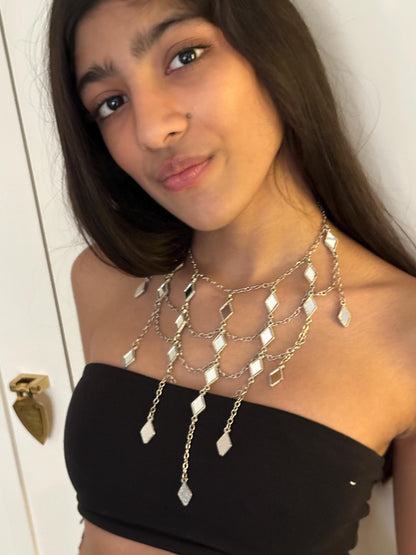 Silver Cascade Choker Necklace