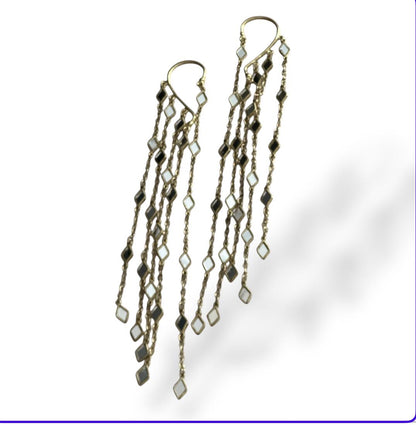 Gold Ear Cuff Pair Long Chain Dangle Statement Chain Earrings No-Piercing shoulder Duster Jewelry