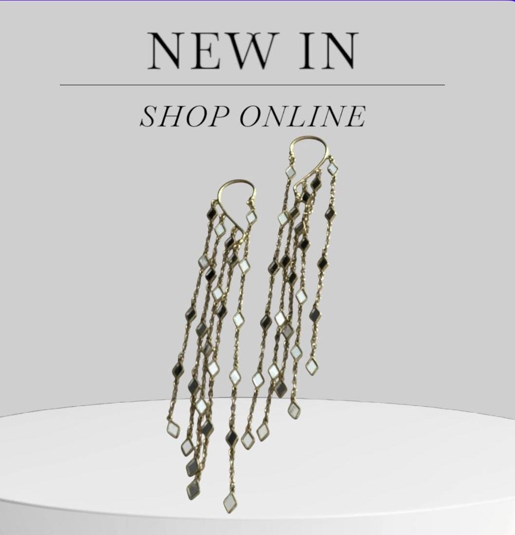 Gold Ear Cuff Pair Long Chain Dangle Statement Chain Earrings No-Piercing shoulder Duster Jewelry
