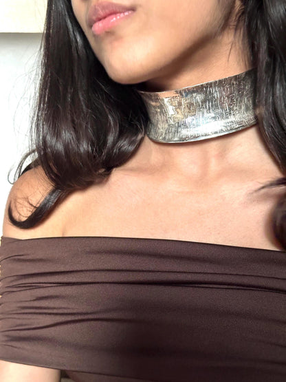 Handmade Textured Brass Choker Necklace