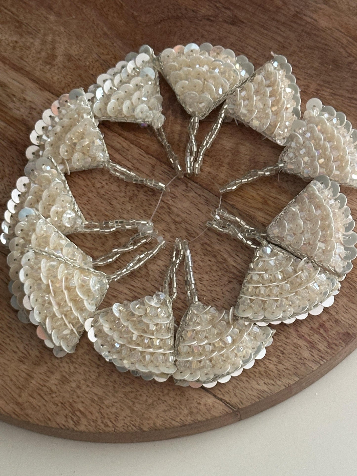 Ivory Sequin Fan Appliqué Tassel