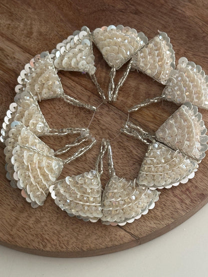 Ivory Sequin Fan Appliqué Tassel