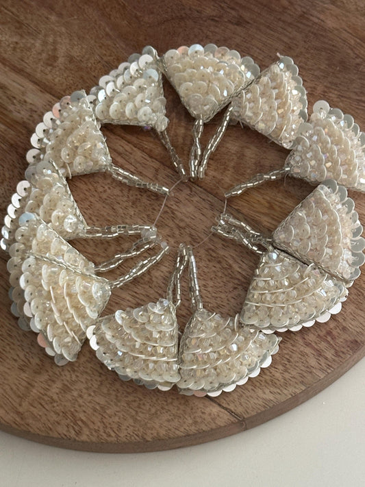 Ivory Sequin Fan Appliqué Tassel