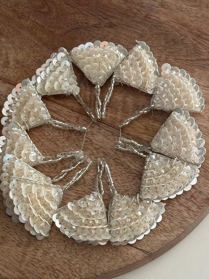 Ivory Sequin Fan Appliqué Tassel
